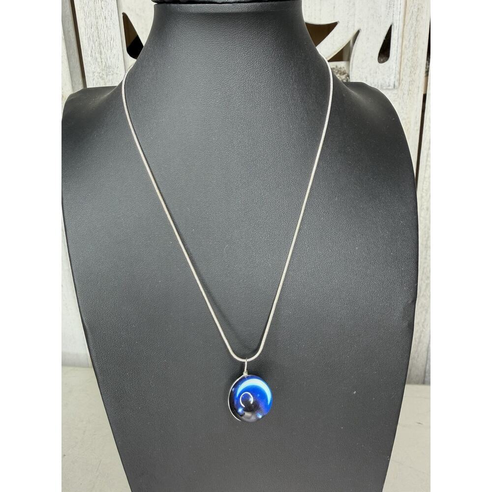 Vintage Moon PENDANT Globe 3D Celestial NECKLACE Unique Silvertone